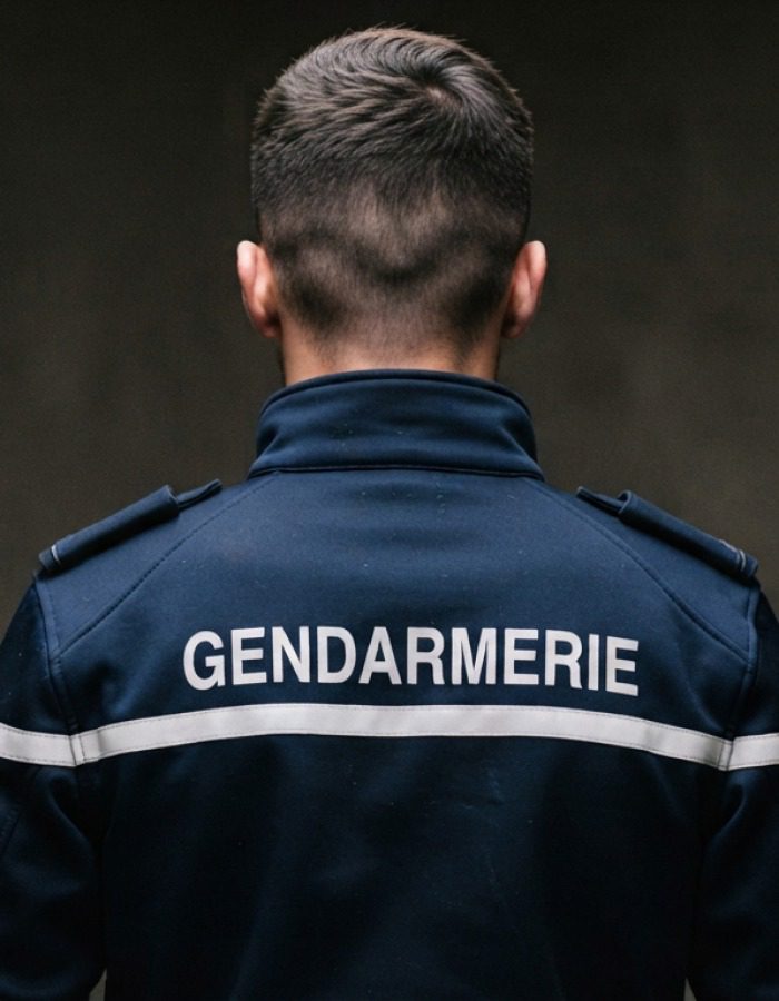 Gendarme gay de dos, portrait évoquant les origines et l'histoire de GayCharlie